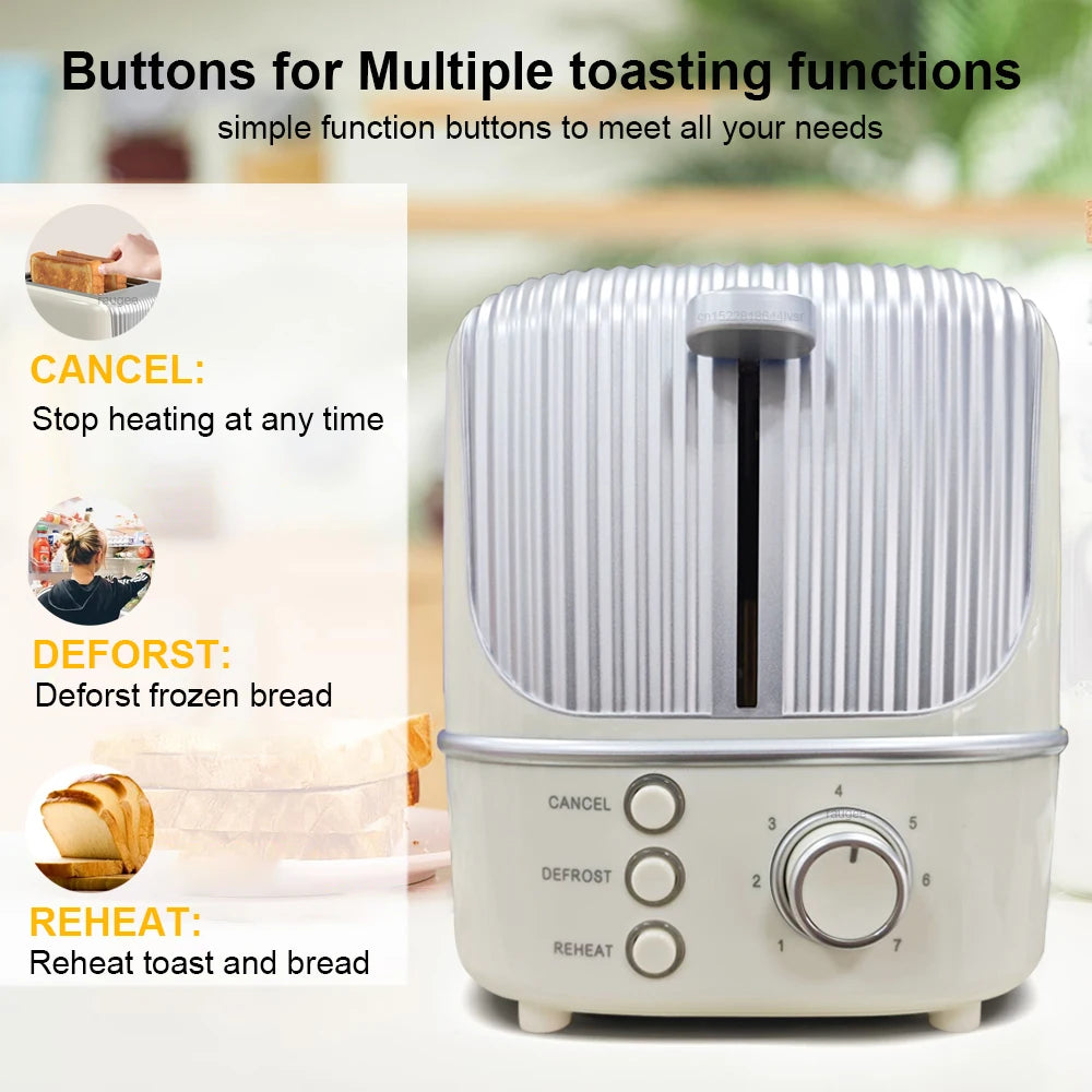 Toaster 800W Electric Toaster with 2 Extra Wide Slots 7 Toasting Levels and Cancel Function Household Toaster for Various Bread