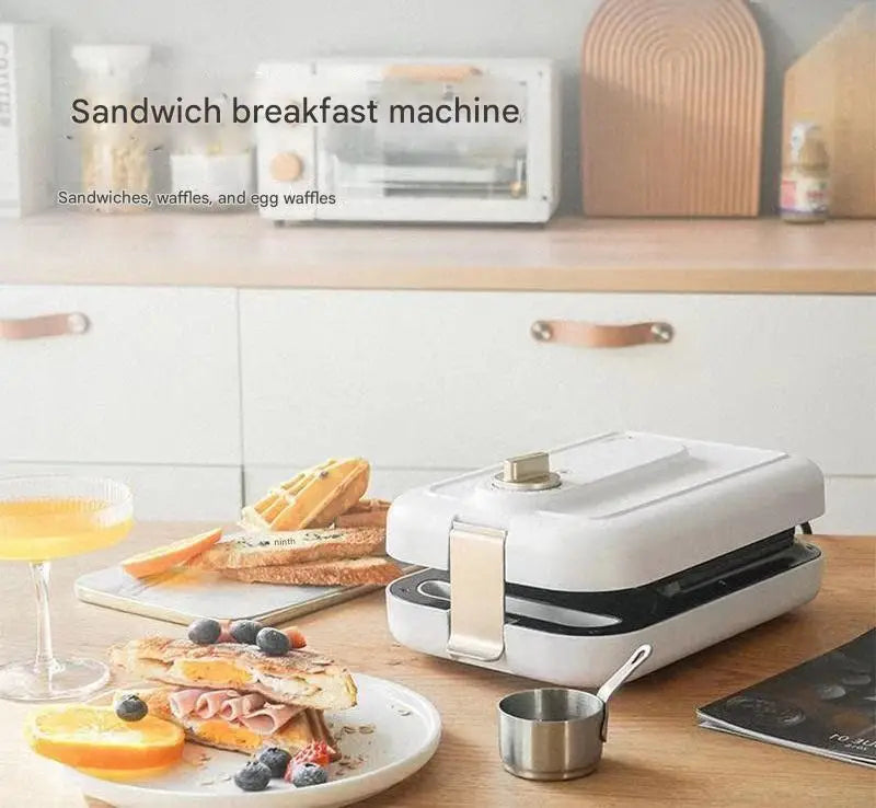 Portable 110V Household Electric Detachable Waffle and Sandwich Maker Mini Toaster with Plastic Housing for Breakfast US Plug