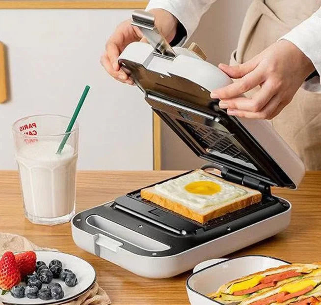 Portable 110V Household Electric Detachable Waffle and Sandwich Maker Mini Toaster with Plastic Housing for Breakfast US Plug