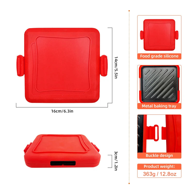 Microwave Toastie Maker with Removable Non-Stick Plates Quick Cooking and Easy Cleaning Silicone Microwaveable Cookware