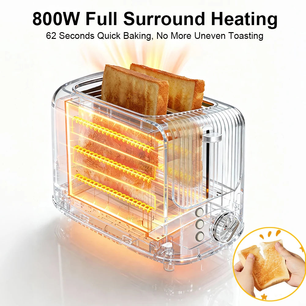 Toaster 800W Electric Toaster with 2 Extra Wide Slots 7 Toasting Levels and Cancel Function Household Toaster for Various Bread